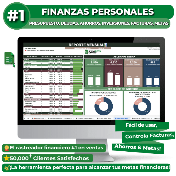 1 Finanzas Personales - Alcanza todas tus metas financiera con esta herramienta fácil de utillizar - Spreadsheets Crafter - Excel and Google Sheets