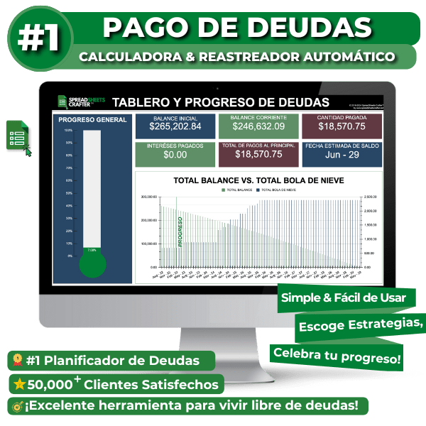 1 Pago de Deudas - Calculadora y Rastreador de Liquidación de Deudas - Spreadsheets Crafter - Excel and Google Sheets