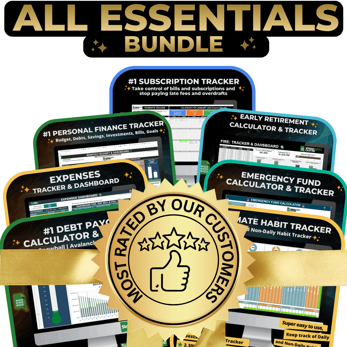 2026 All Essentials Bundle - Improve Your Lifestyle with Our Personal Finance and Development Templates - Spreadsheets Crafter - Excel and Google Sheets