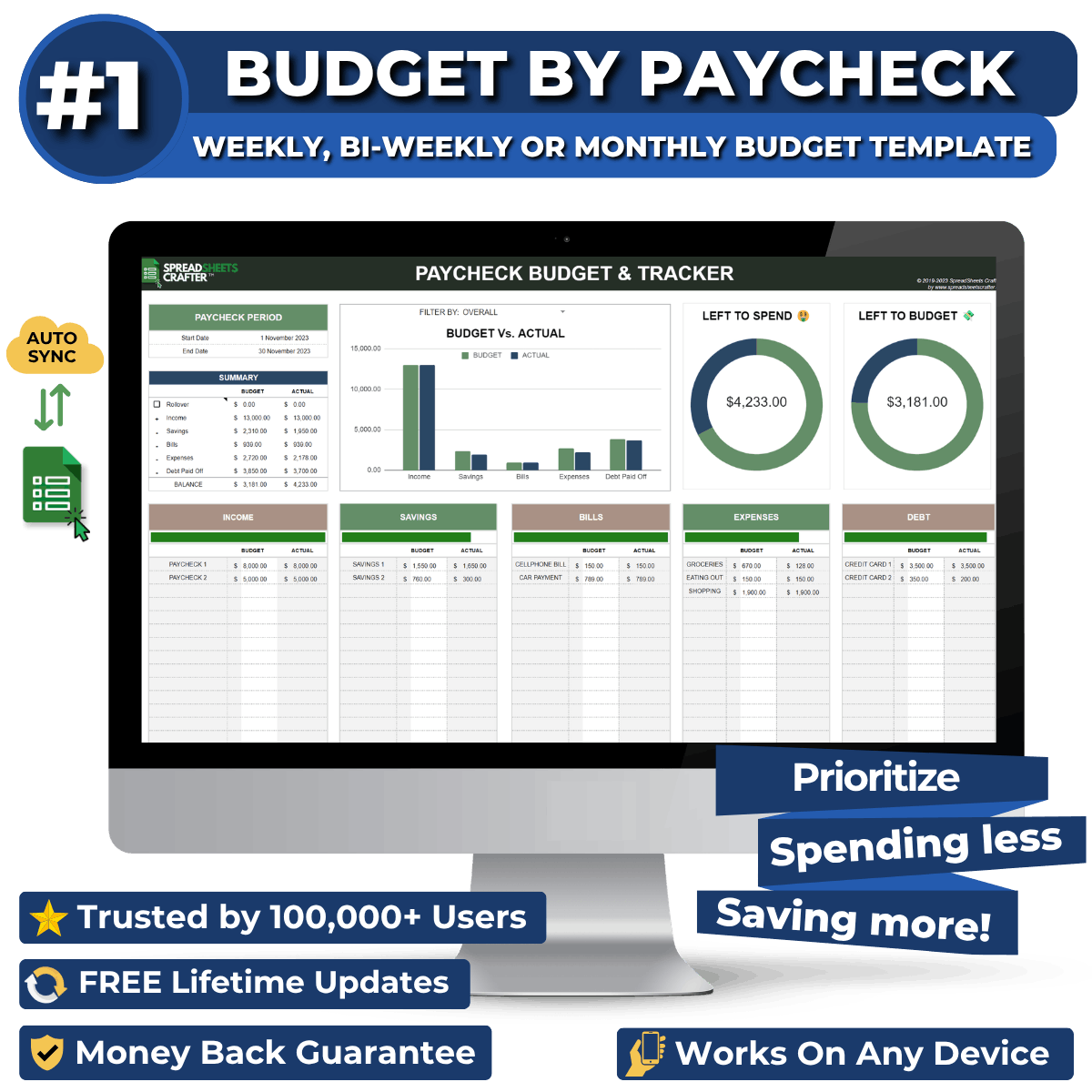 2026 Budget by Paycheck | Weekly | Bi-Weekly | Monthly - Spreadsheets Crafter - Excel and Google Sheets