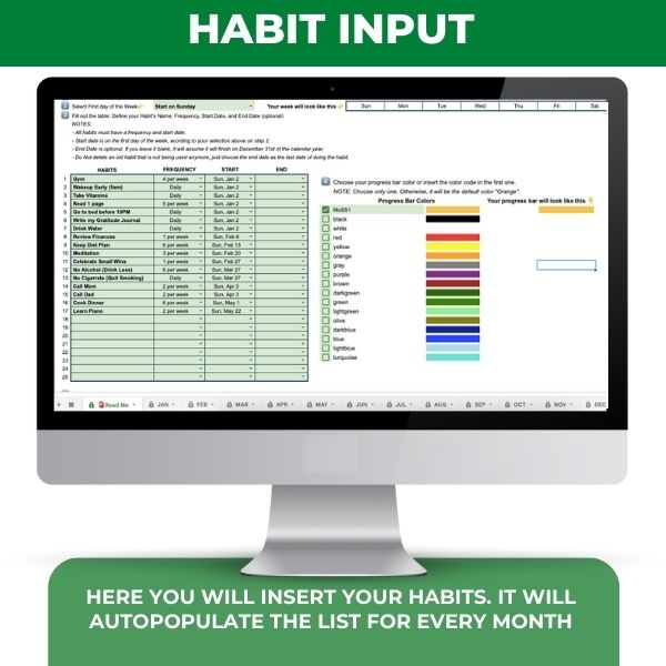 Habit Tracker | Excel & Google Sheets