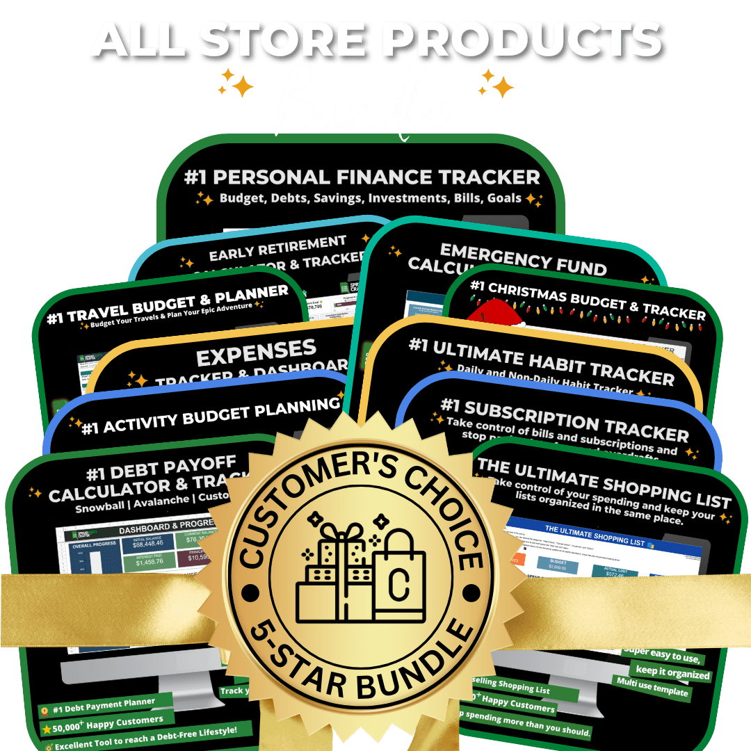 All Store Products Bundle - Take control of your finances and easily manage your finances to work towards a debt - free lifestyle - Spreadsheets Crafter - Excel and Google Sheets