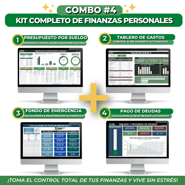 Combo: Kit Completo de finanzas personales - Spreadsheets Crafter - Excel and Google Sheets