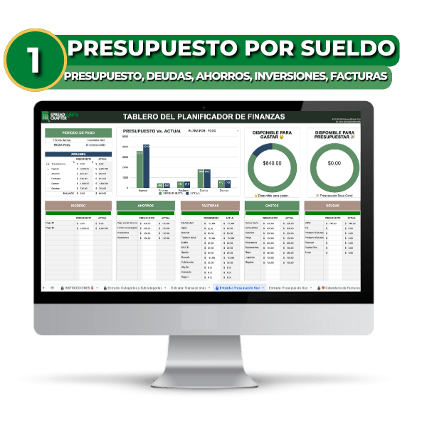Combo: Presupuesto por Sueldo + Pago de Deudas - Spreadsheets Crafter - Excel and Google Sheets
