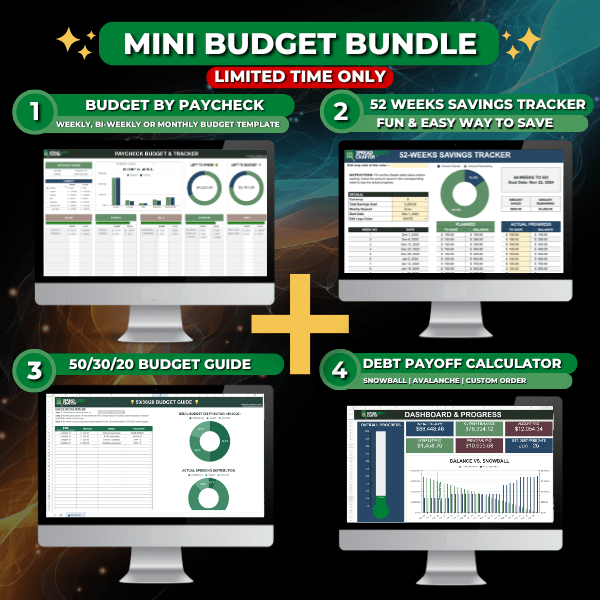 Mini Budget Bundle - perfect for tackling debt and stacking savings. - Spreadsheets Crafter - Excel and Google Sheets