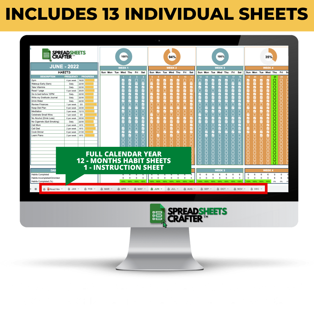 #1 Ultimate Habit Tracker - Improve your Lifestyle with this Easy to use Spreadsheet -