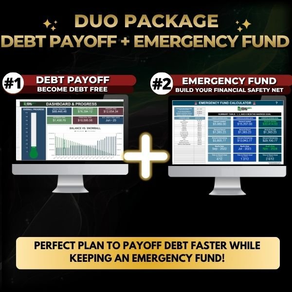 1 Bundle: Debt Payoff + Emergency Fund Calculator - Perfect Plan to Payoff Debt Faster with an Emergency Fund - Spreadsheets Crafter - Excel and Google Sheets
