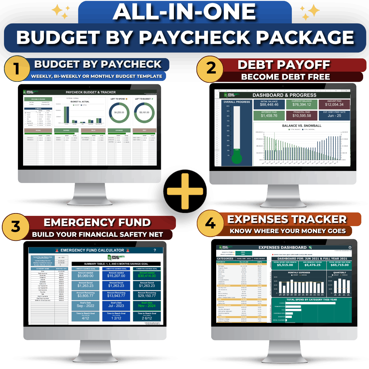 2026 All-in-One Budget by Paycheck Bundle - Spreadsheets Crafter - Excel and Google Sheets