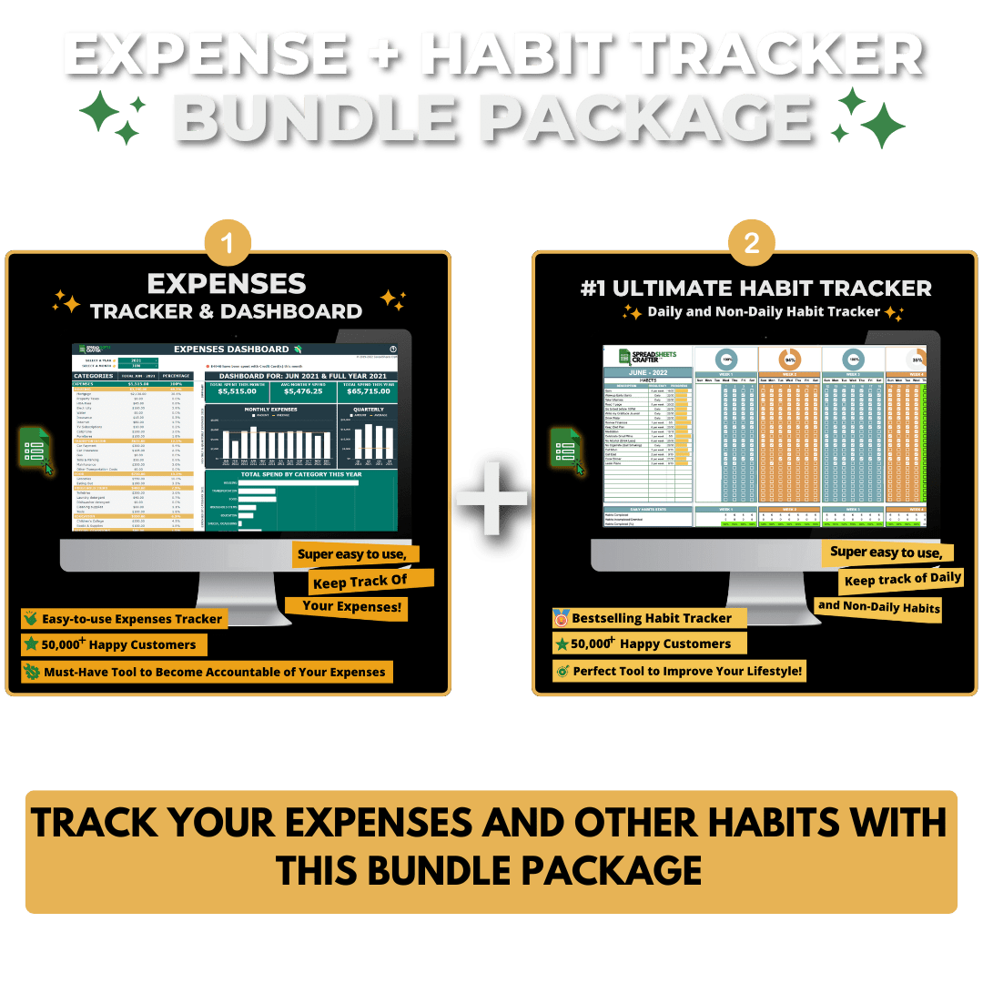 2026 Bundle: Expenses Dashboard + Habit Tracker - Uplift all Aspect of your Life With these Easy to Use Templates - Spreadsheets Crafter - Excel and Google Sheets