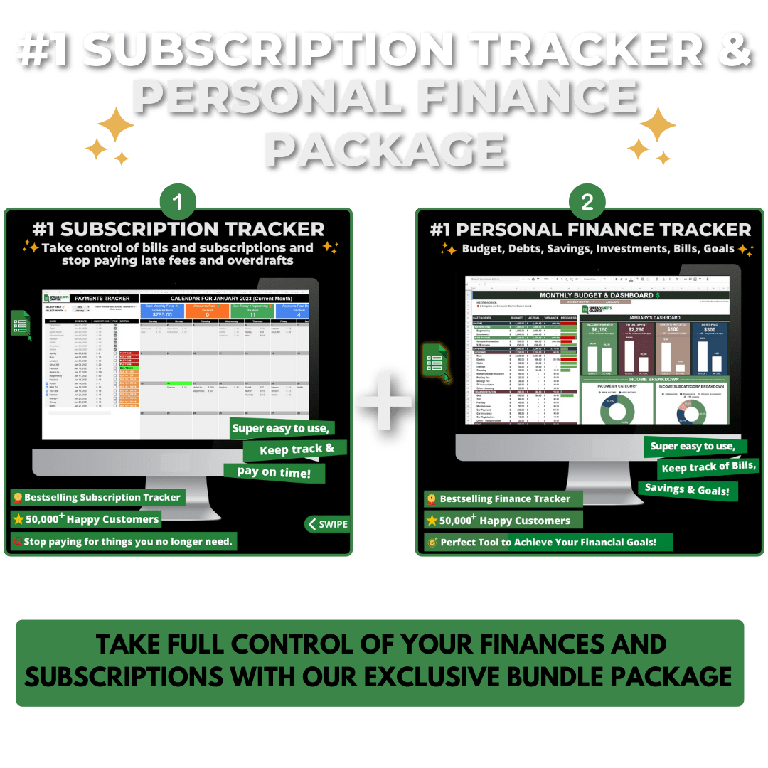 2026 Bundle: Subscription Tracker & Finance Tracker - Spreadsheets Crafter - Excel and Google Sheets