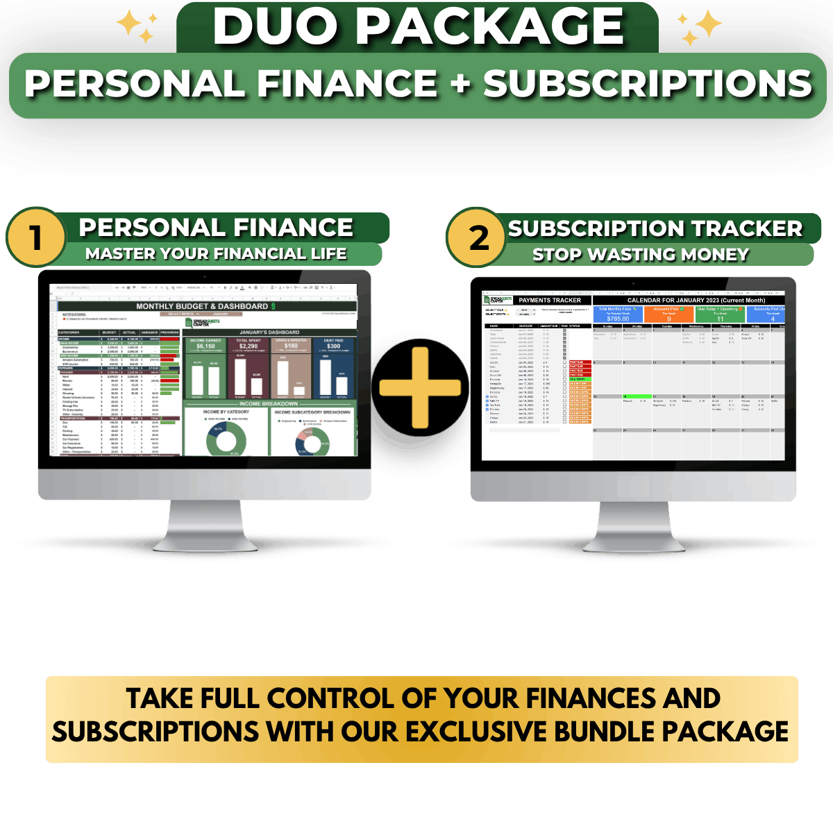 2026 Bundle: Subscription Tracker & Finance Tracker - Spreadsheets Crafter - Excel and Google Sheets