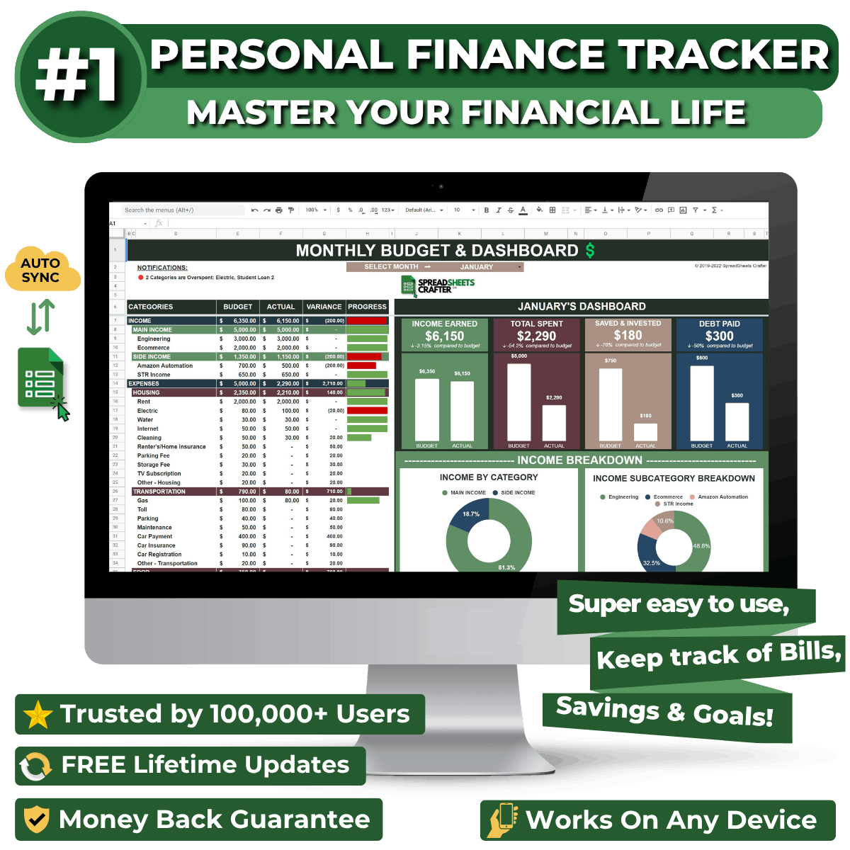 2026 Personal Finance Tracker - Achieve all your Goals with this Easy to use Spreadsheet - Spreadsheets Crafter - Excel and Google Sheets