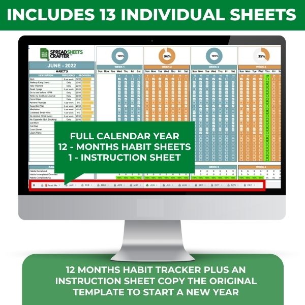 Habit Tracker | Excel & Google Sheets