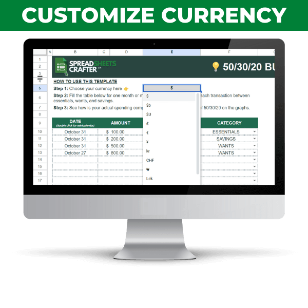 #1 50/30/20 Budget Guide - Spreadsheets Crafter - Excel and Google Sheets
