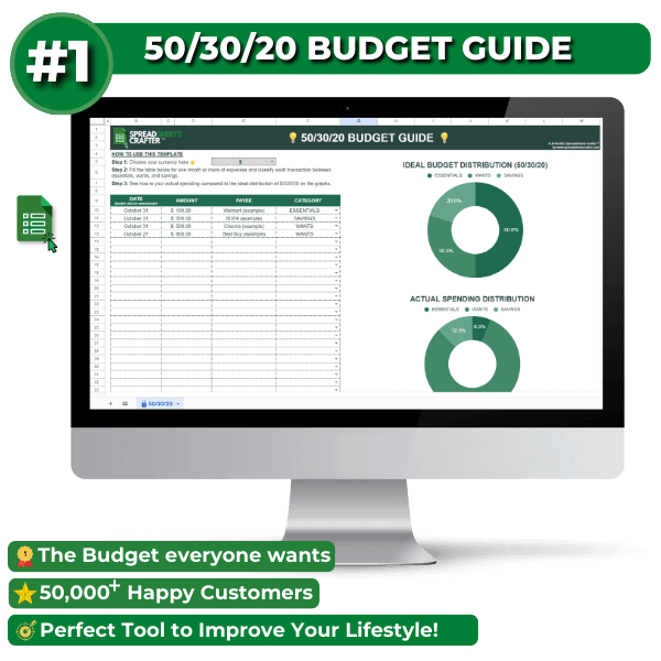 #1 50/30/20 Budget Guide - Spreadsheets Crafter - Excel and Google Sheets