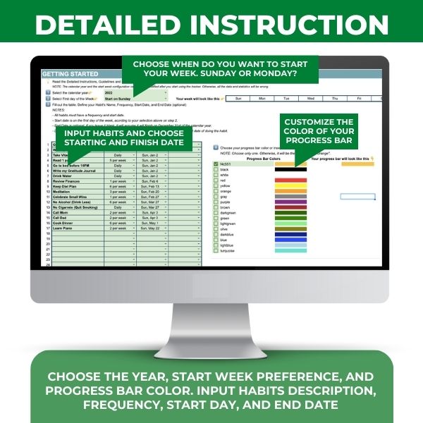 Habit Tracker | Excel & Google Sheets