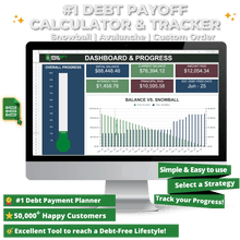 Load image into Gallery viewer, #1 Debt Payoff Calculator &amp; Tracker - Reach a Debt-Free Lifestyle Faster than Ever with this Simple to Use Spreadsheet
