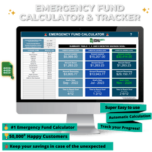 Load image into Gallery viewer, #1 Emergency Fund Calculator &amp; Tracker - Be prepared for the Unexpected with this Easy to Use Spreadsheet
