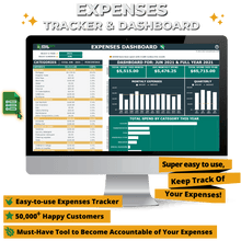 Load image into Gallery viewer, #1 Expense Tracker &amp; Dashboard - Become Accountable of your Spending Habits with this Easy to use Spreadsheet

