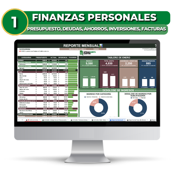 Combo: Tablero de Gastos + Rastreador de Finanzas Personales
