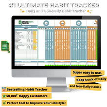 Load image into Gallery viewer, #1 Ultimate Habit Tracker - Improve your Lifestyle with this Easy to use Spreadsheet
