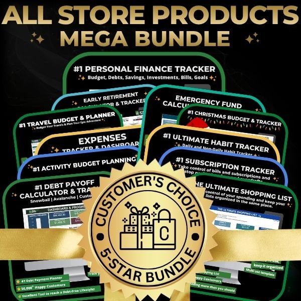 All Store Products Bundle - Take control of your finances and easily manage your finances to work towards a debt-free lifestyle - Spreadsheets Crafter - Excel and Google Sheets
