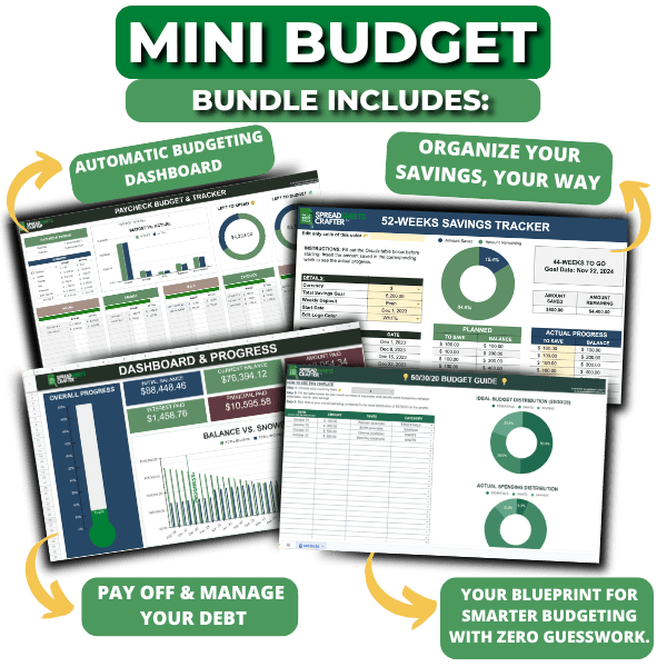 Mini Budget Bundle - perfect for tackling debt and stacking savings. - Spreadsheets Crafter - Excel and Google Sheets