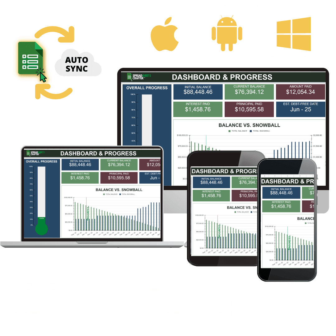 1 Debt Payoff Calculator & Tracker - Reach a Debt - Free Lifestyle Faster than Ever with this Simple to Use Spreadsheet - Spreadsheets Crafter - Excel and Google Sheets