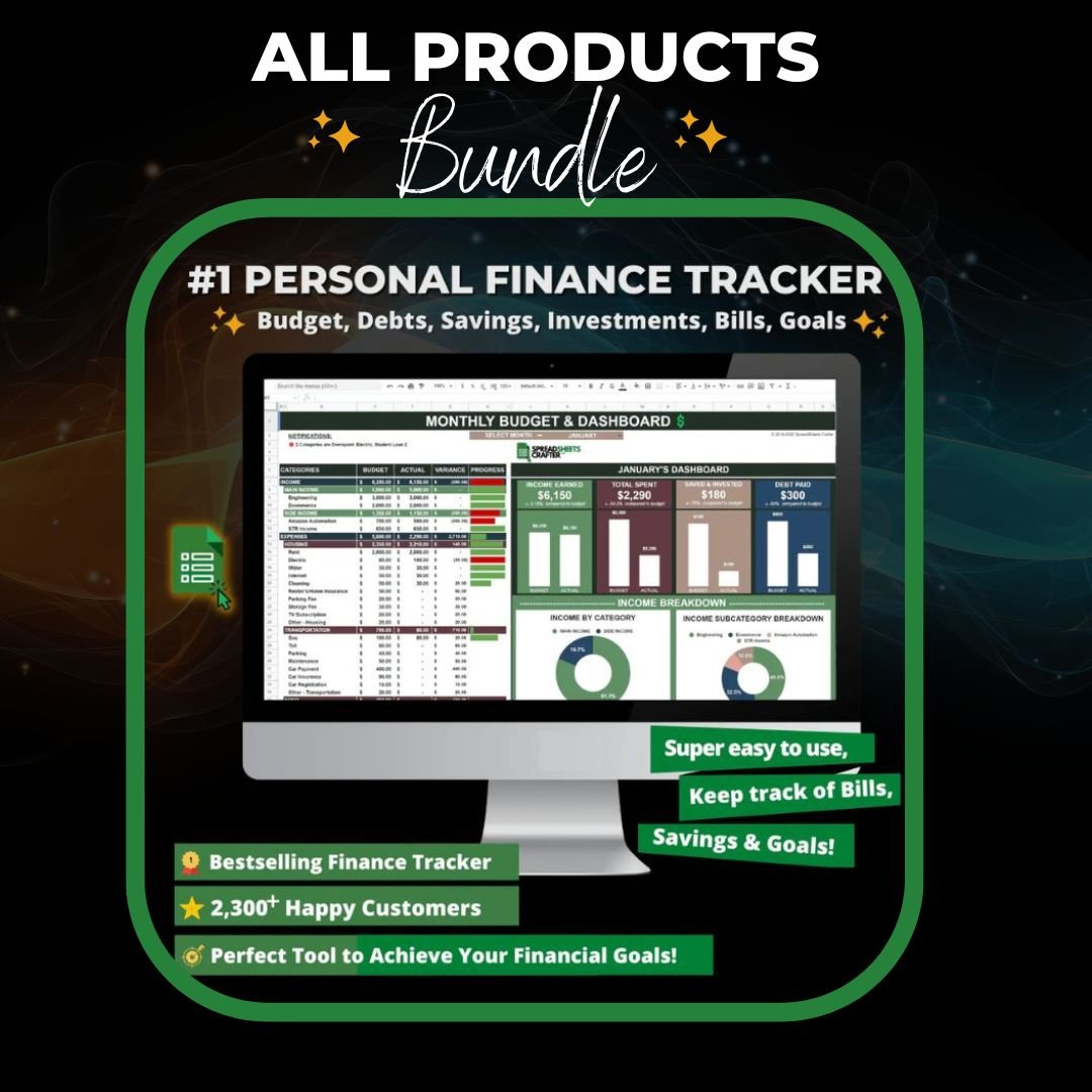 2026 All Essentials Bundle - Improve Your Lifestyle with Our Personal Finance and Development Templates - Spreadsheets Crafter - Excel and Google Sheets