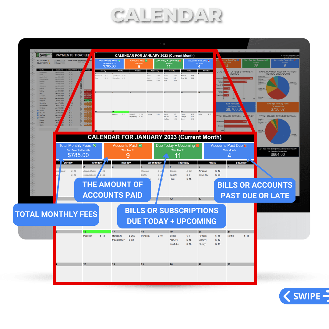 2026 Subscriptions Tracker (Valued at $74.95USD) - Spreadsheets Crafter - Excel and Google Sheets