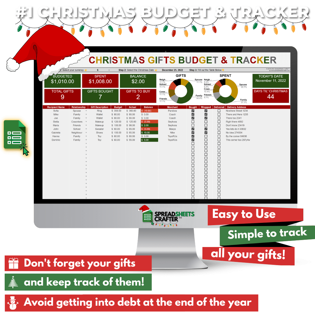 #1 Christmas Gift Budget & Tracker: Plan your Holiday Spending and Give Presents to Everyone with this Useful Template