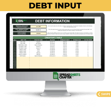 Load image into Gallery viewer, #1 Debt Payoff Calculator &amp; Tracker - Reach a Debt-Free Lifestyle Faster than Ever with this Simple to Use Spreadsheet
