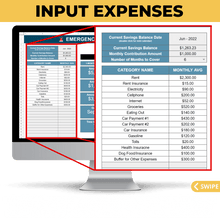 Load image into Gallery viewer, #1 Emergency Fund Calculator &amp; Tracker - Be prepared for the Unexpected with this Easy to Use Spreadsheet

